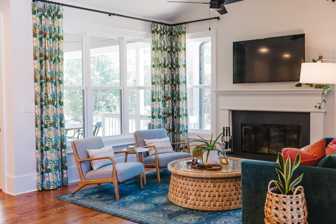 Living room with fireplace