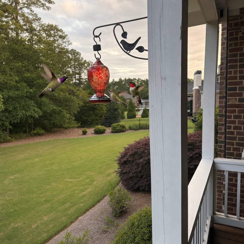 Moon Haven hummingbirds at the feeder